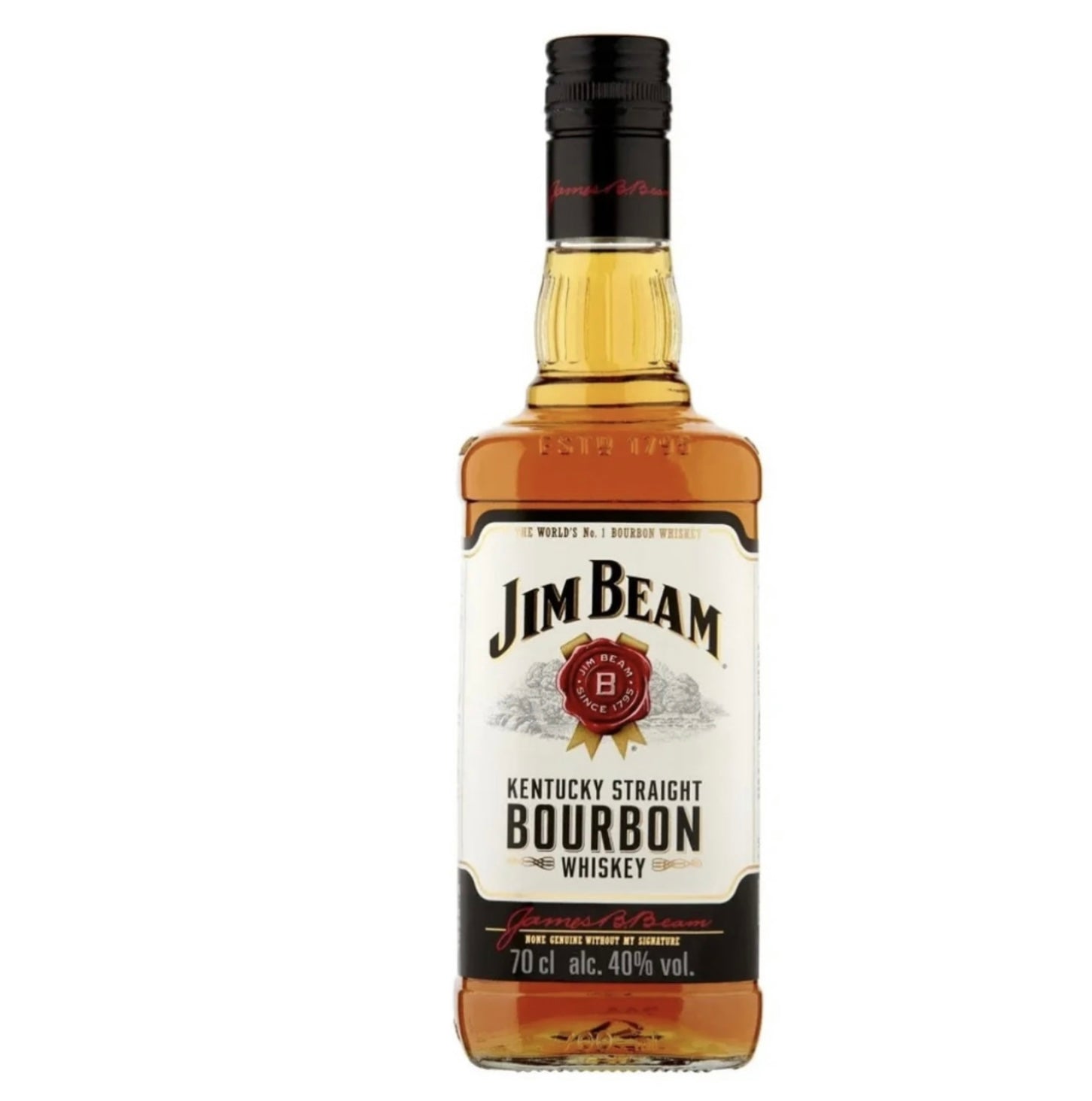 Jim Beam Kentucky Straight Bourbon Whiskey bottle on a white background